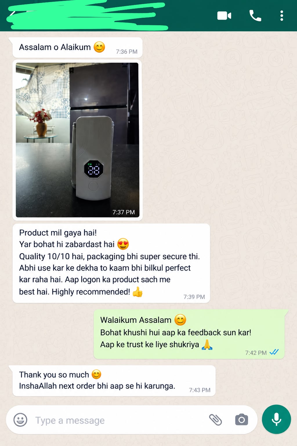 Customer review screenshot