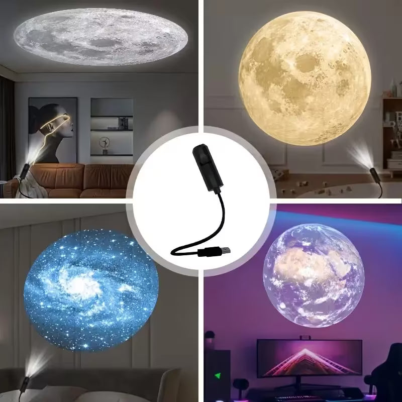 USB Planet Projection Light + 10 Planet Projection 360 Rotatable Planet Atmosphere Light