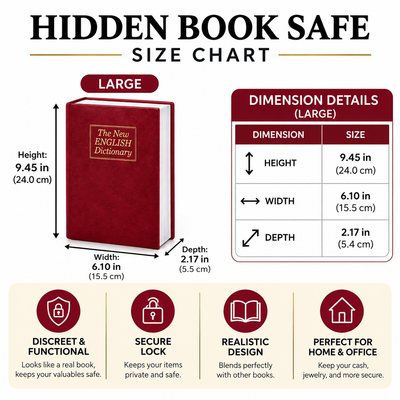 Hidden Book Safe with Combination Lock