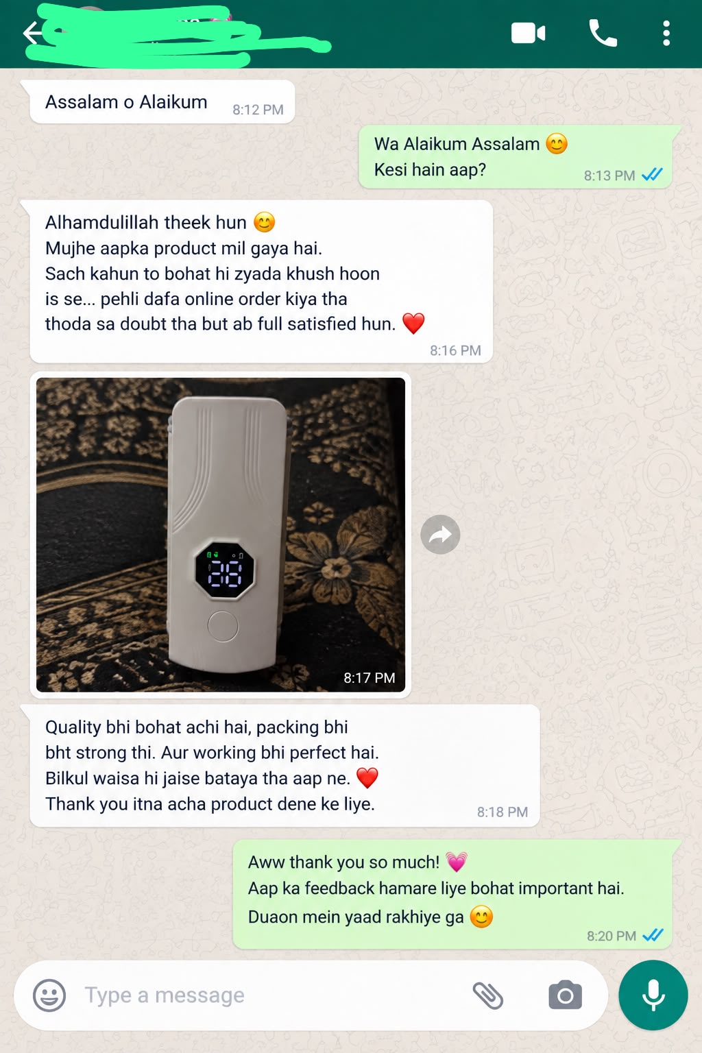 Customer review screenshot