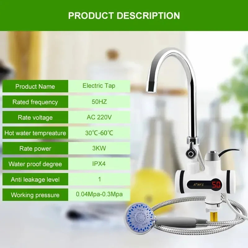 220V Hot water Tap with Shower